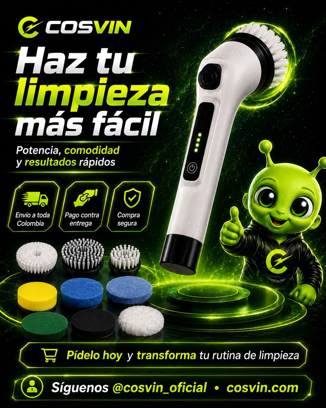 Cepillo recargable con accesorios y compra segura en COSVIN.