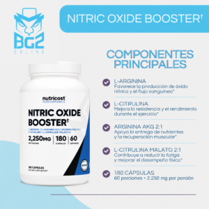 Suplemento Nitric Oxide Booster Nutricost 180 Cápsulas