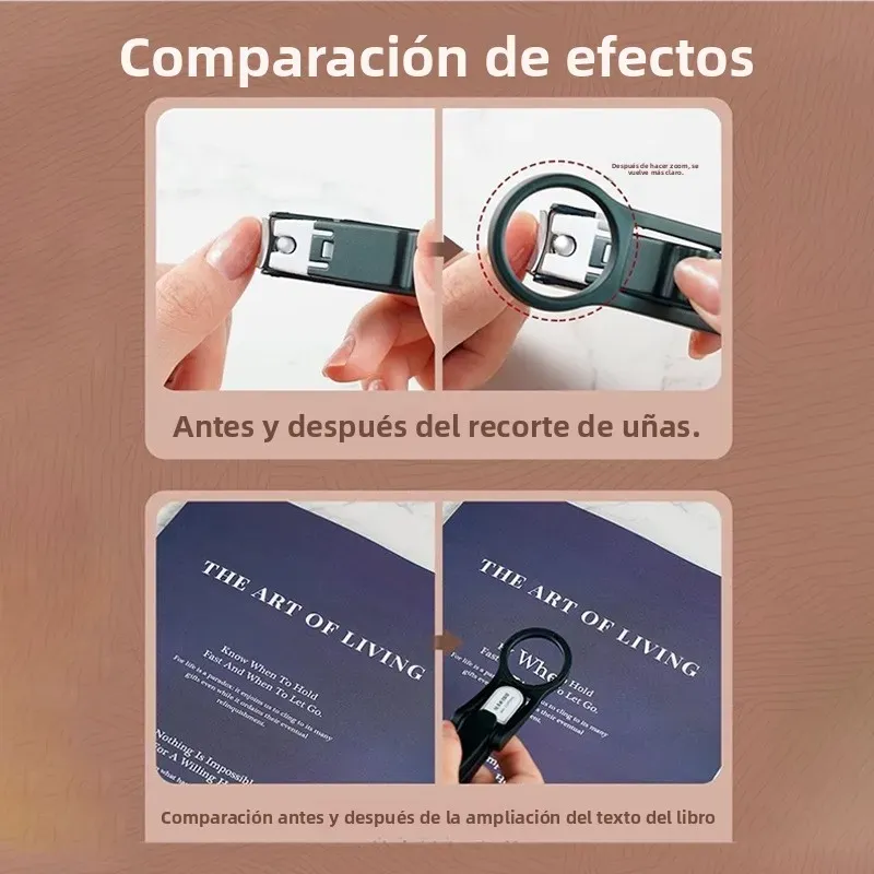 cortauñas con lupa y mango antideslizante Cortauñas con Lupa y Mango Antideslizante