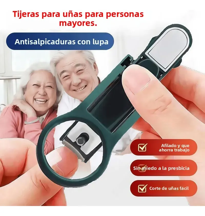 cortauñas con lupa y mango antideslizante Cortauñas con Lupa y Mango Antideslizante