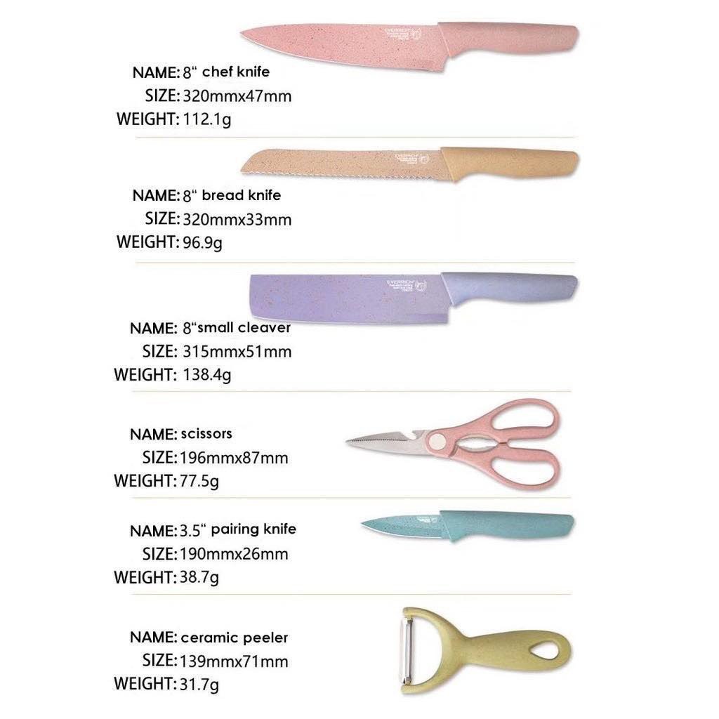 set de cuchillos de colores elegante x6 Set de cuchillos de colores elegante X6