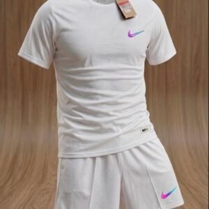 Conjunto Nike Deportivo Camiseta + Pantaloneta – Blanco / Morado / Turquesa